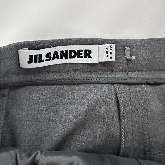 Jil Sander Wool Trousers size US 4 Gray Boot cut Pleat Front Slit - Picture 7 of 9